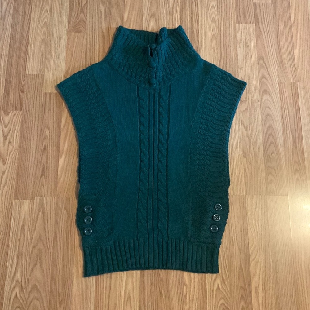 Teal green cowl neck sweater vest size M